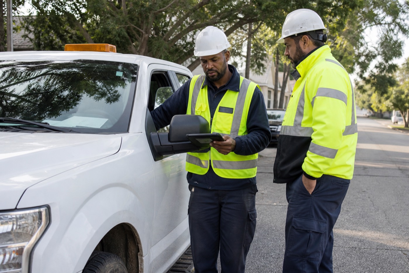 Municipal public-works crew in the field
