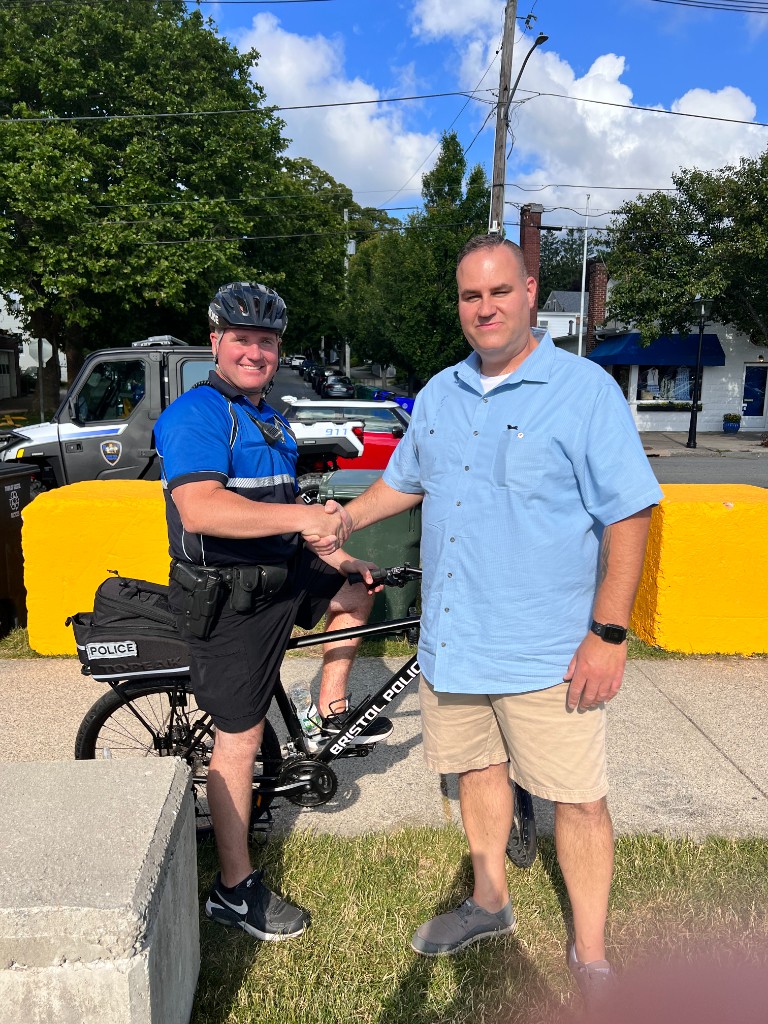 DTS with a Bristol Police bicycle officer